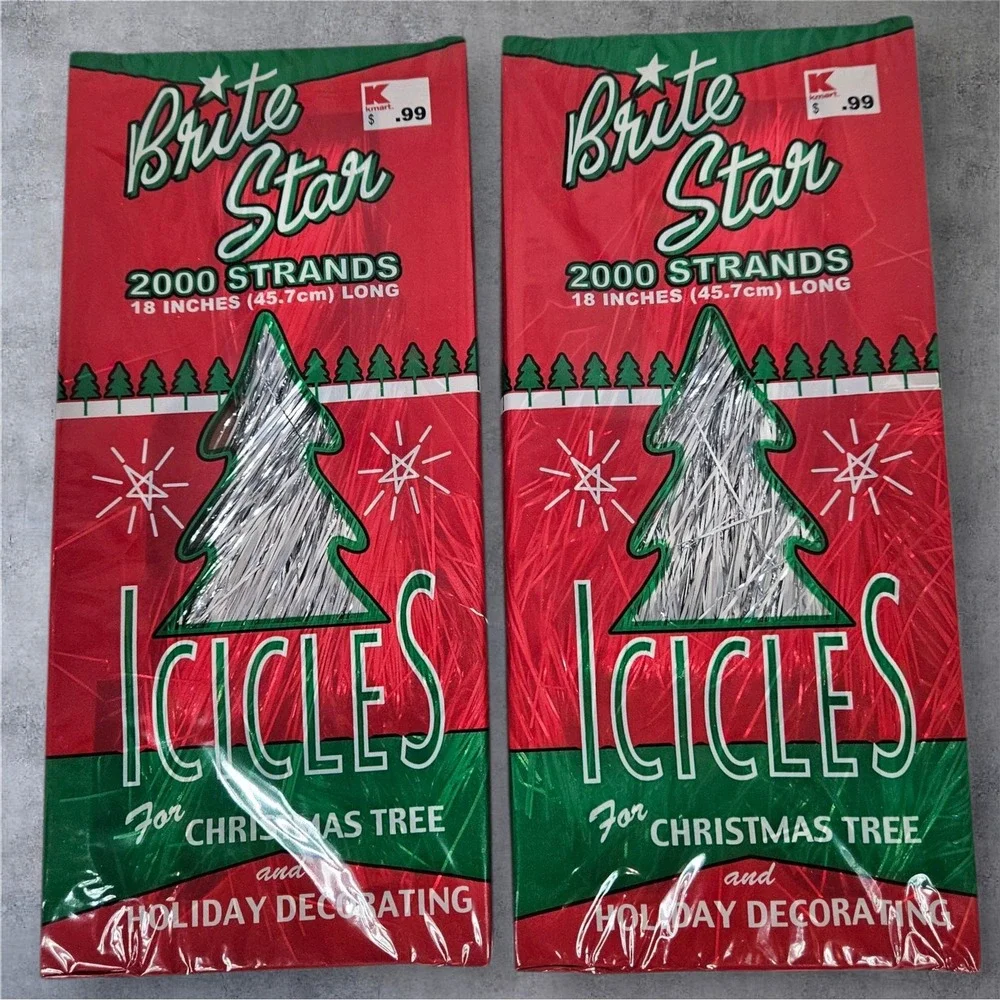 Vintage Brite Star Lot of 2 Christmas Tree Icicles‎ Kmart Holiday Decor New